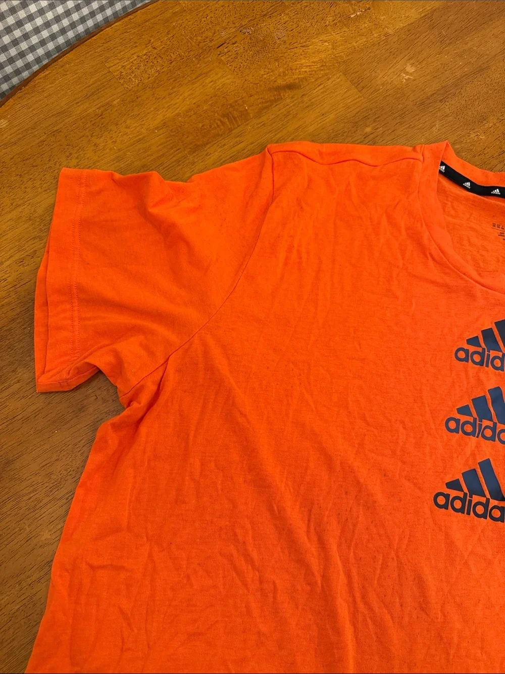 adidas Orange Short Sleeve Tee with Stacked Logo